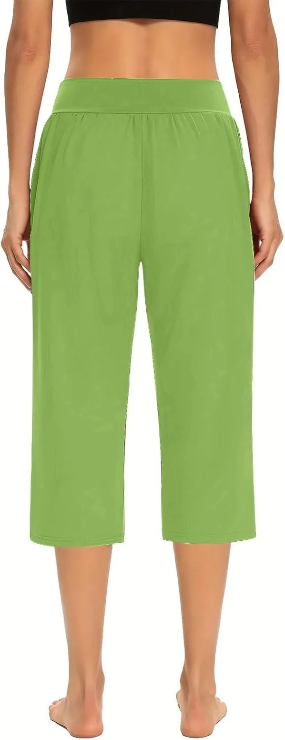 Wide Leg Yoga Pants for Women Casual Loose Soft Lounge Capris Cropped Pant Trousers High Waisted Athletic Sweatpants