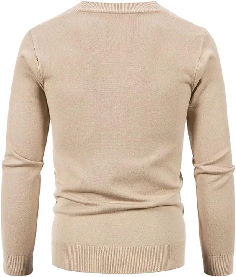 Winter Men's Knitted Button Cardigan Sweater V-Neck Elastic Slim Fit Warm Sweater Jacket