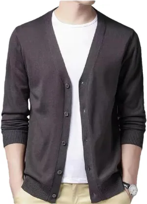 Winter Men's V Neck Casual Button Cardigan Sweater Large Size Warm Business Vintage Sweater