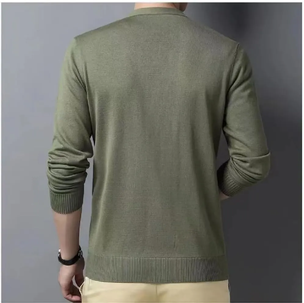 Winter Men's V Neck Casual Button Cardigan Sweater Large Size Warm Business Vintage Sweater