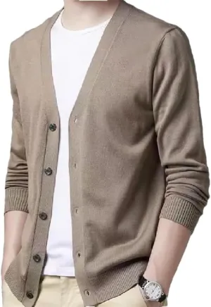 Winter Men's V Neck Casual Button Cardigan Sweater Large Size Warm Business Vintage Sweater