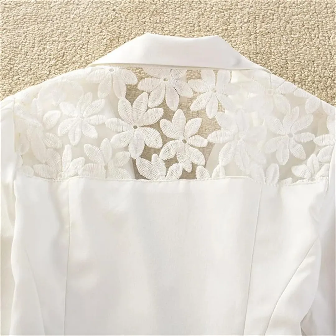 Women 3/4 Sleeve Blazer Spring Summer Slim Short Suit Jacket One Button Office Lady Suit Blazer