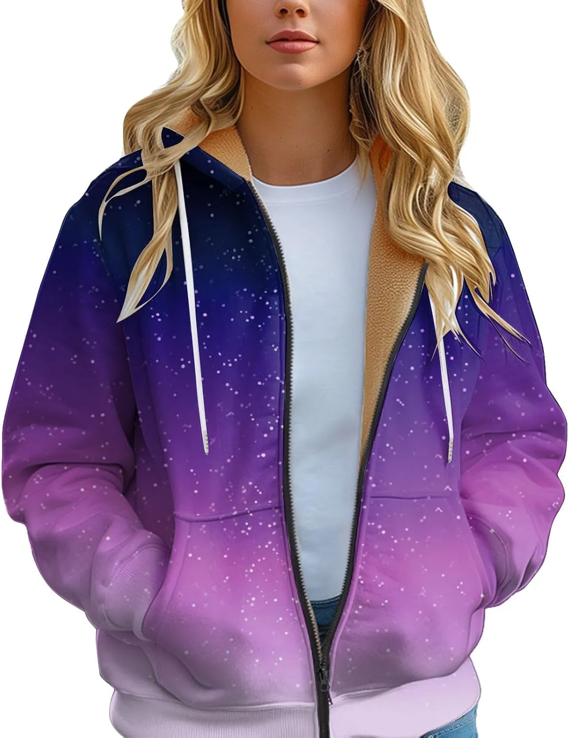 Women Fleece Full Zip Up Cropped Hoodie Light Weight Zip Up Hoodie Women Women's Full Zip Woolen Hoodie Plus Size