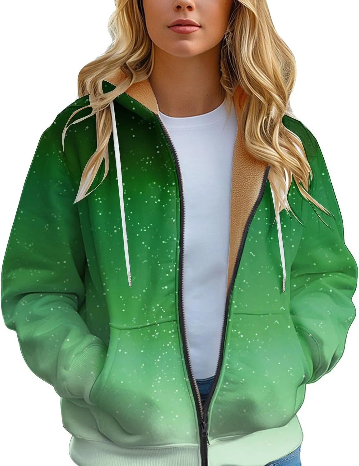 Women Fleece Full Zip Up Cropped Hoodie Light Weight Zip Up Hoodie Women Women's Full Zip Woolen Hoodie Plus Size
