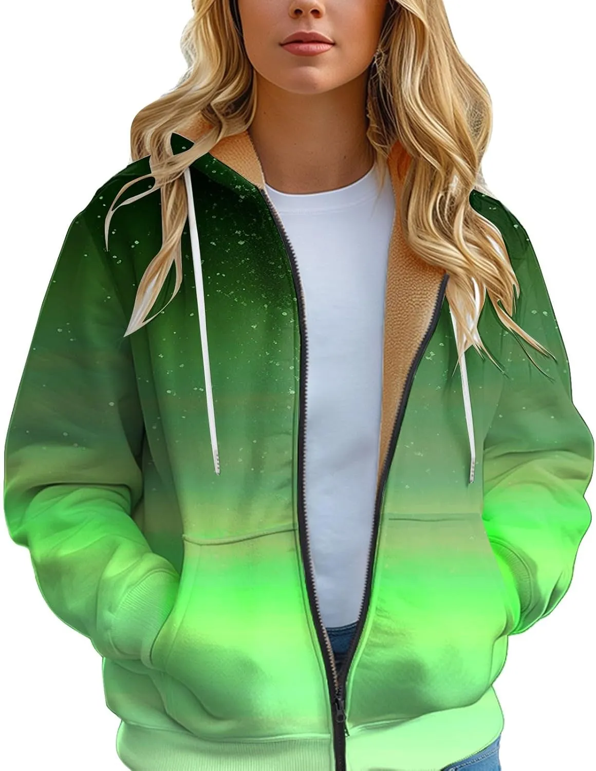 Women Fleece Full Zip Up Cropped Hoodie Light Weight Zip Up Hoodie Women Women's Full Zip Woolen Hoodie Plus Size
