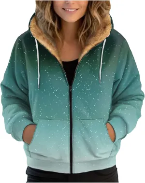 Women Fleece Full Zip Up Cropped Hoodie Light Weight Zip Up Hoodie Women Women's Full Zip Woolen Hoodie Plus Size