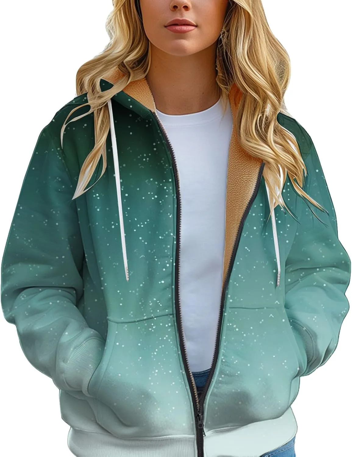 Women Fleece Full Zip Up Cropped Hoodie Light Weight Zip Up Hoodie Women Women's Full Zip Woolen Hoodie Plus Size