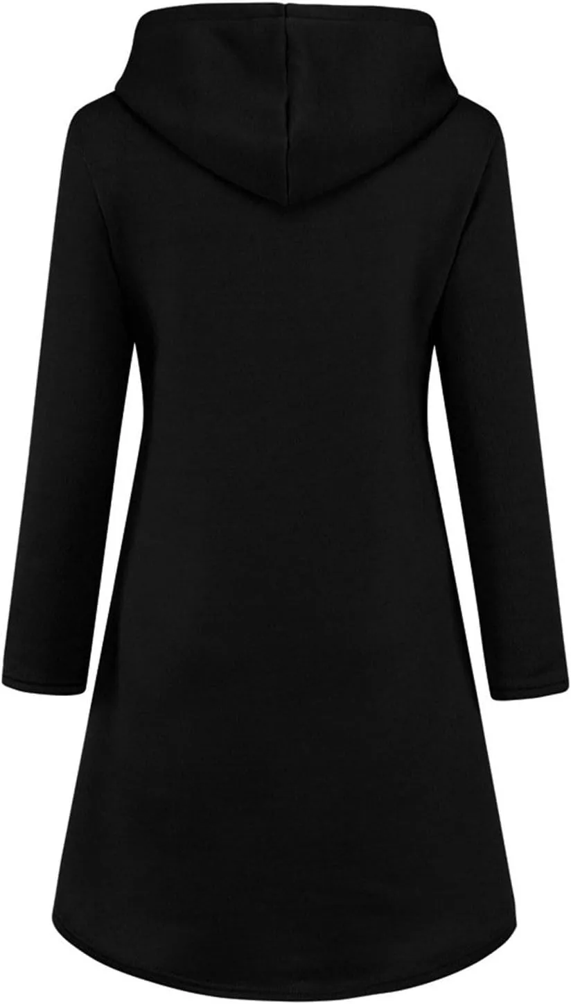 Women Hoodies Dress Hooded Sweatshirts Dress Casual Long Sleeve Tunic Dress Oversized Pullover Sweatshirt with Pocket