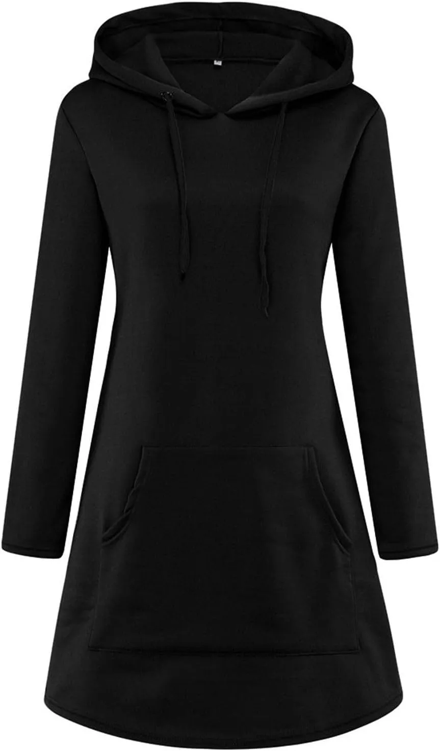 Women Hoodies Dress Hooded Sweatshirts Dress Casual Long Sleeve Tunic Dress Oversized Pullover Sweatshirt with Pocket