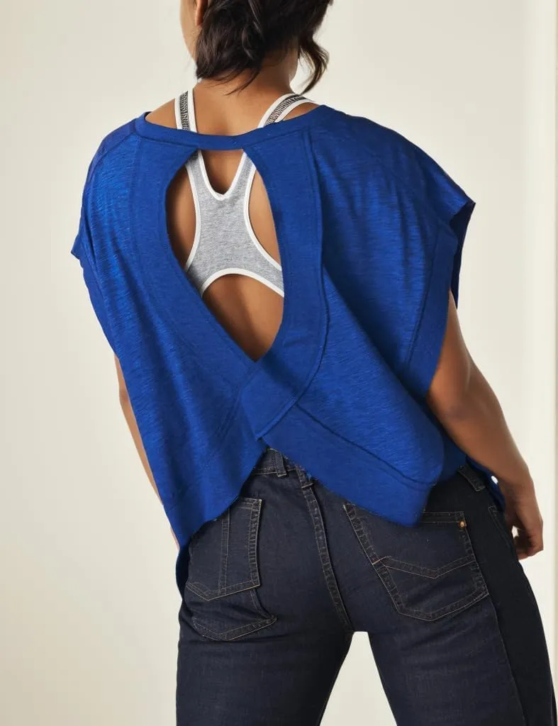 Women Oversized Open Back Short Sleeve Workout Crop Tops Backless Yoga Shirts Casual Loose Fit Athletic Tee Top 2024