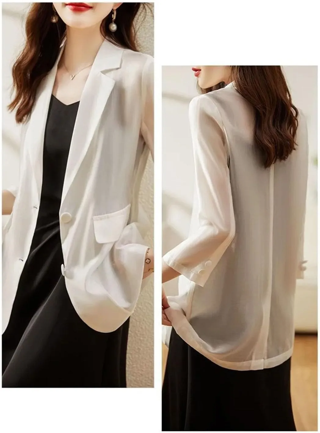 Women Oversized Thin Suit Coat Summer Sun Protection Small Blazer Jacket