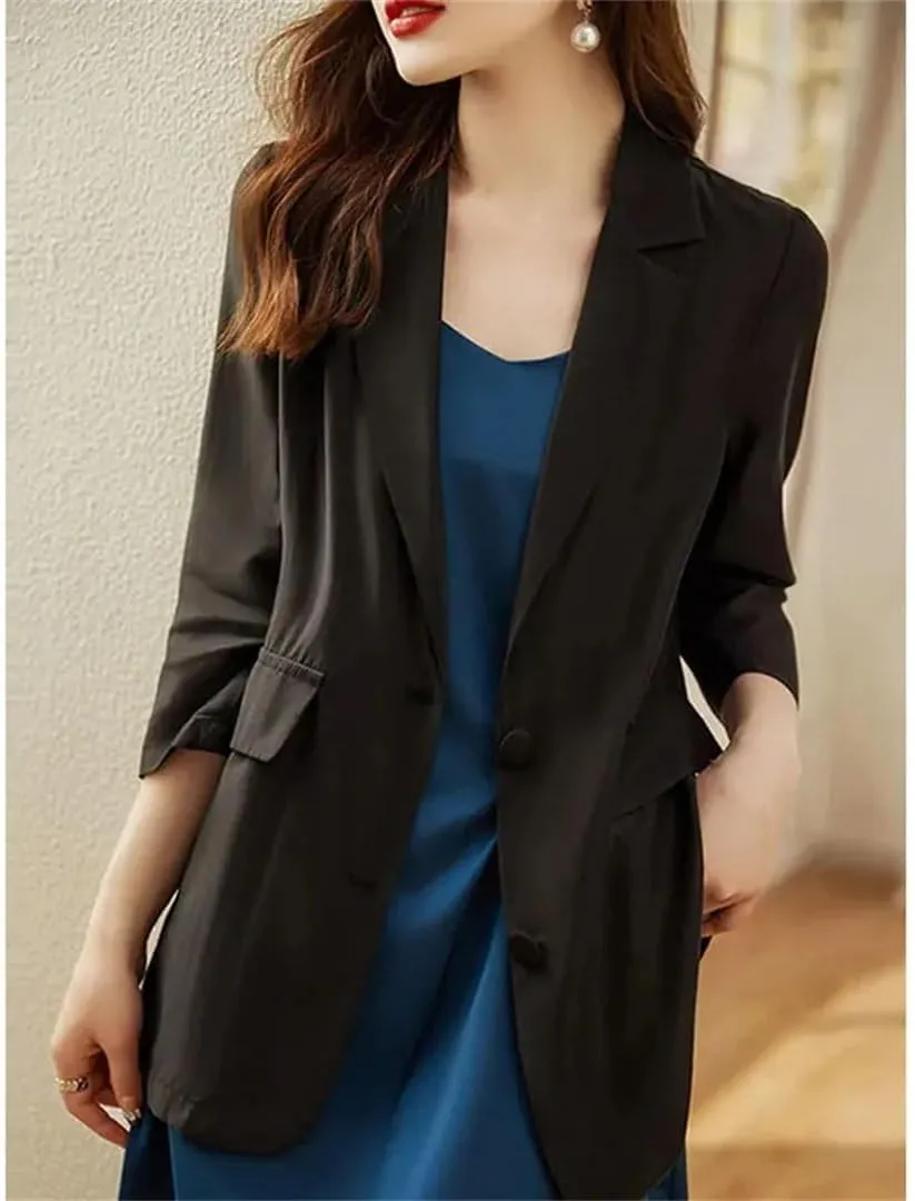 Women Oversized Thin Suit Coat Summer Sun Protection Small Blazer Jacket