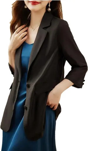 Women Oversized Thin Suit Coat Summer Sun Protection Small Blazer Jacket