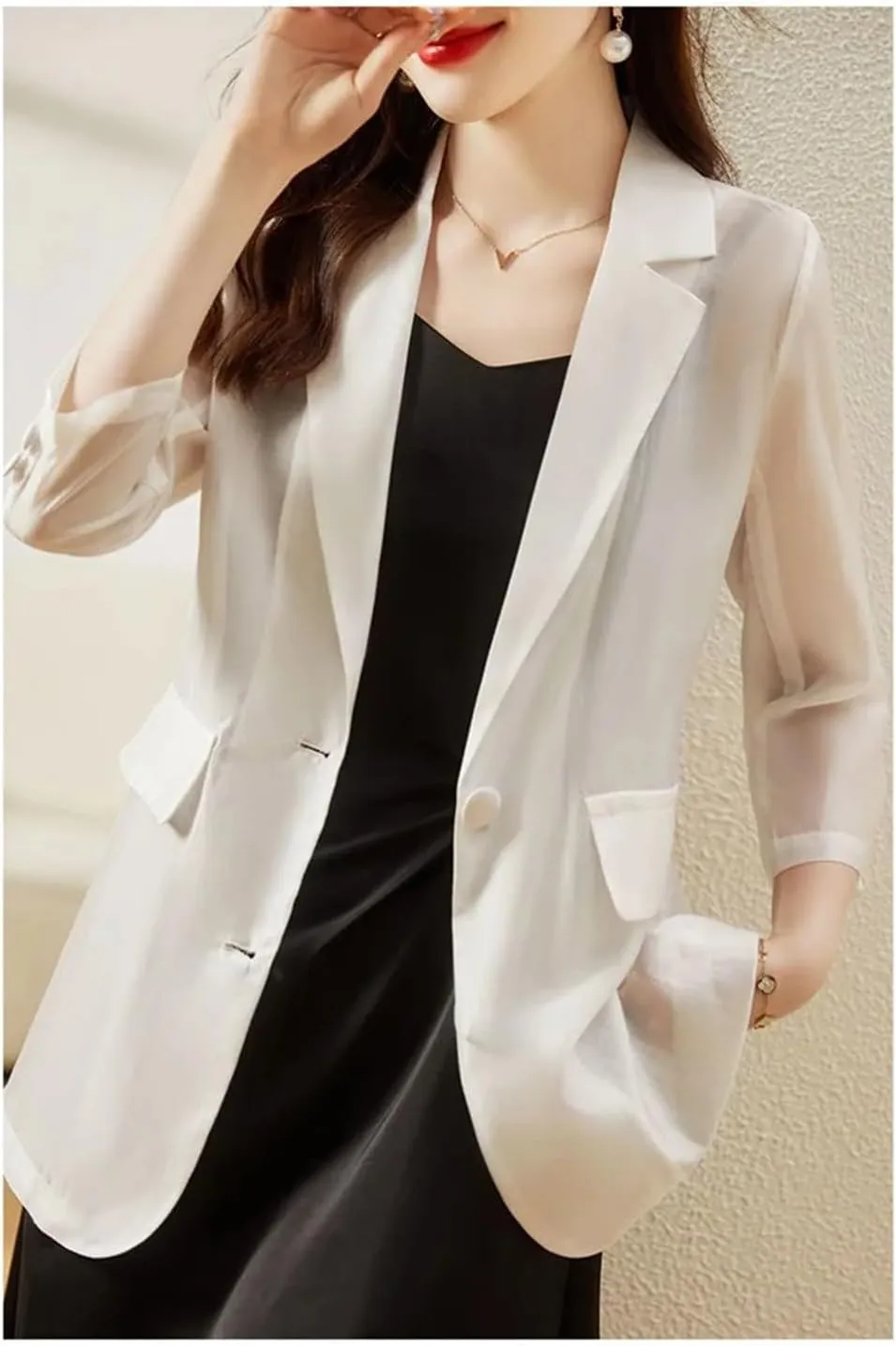 Women Oversized Thin Suit Coat Summer Sun Protection Small Blazer Jacket