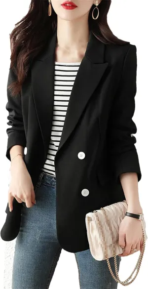 Women Spring Fall Long Sleeve Work Office Casual Blazer Jacket
