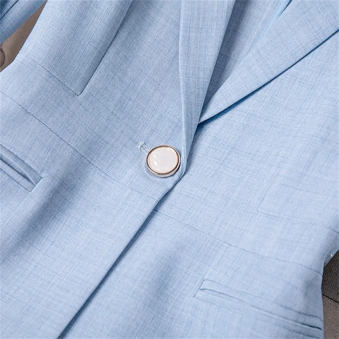 Women Spring Summer Professional Small Suit Jacket Office Ladies Half Sleeve Blazer Coat