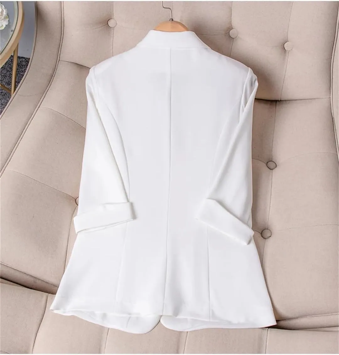 Women Spring Summer Professional Small Suit Jacket Office Ladies Half Sleeve Blazer Coat