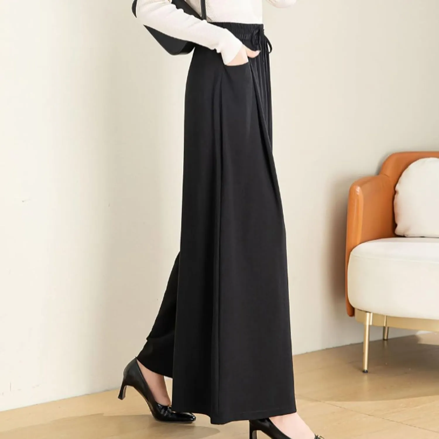 Women Wide Leg Dress Pants High Waisted Loose Fit Business Casual Straight Leg Long Work Trousers with Pockets 2024