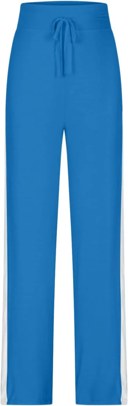 Women Wide Leg Yoga Pants Modal Cotton Soft Lounge Trousers Colorblock Side Striped Sweatpants Workout Leggings
