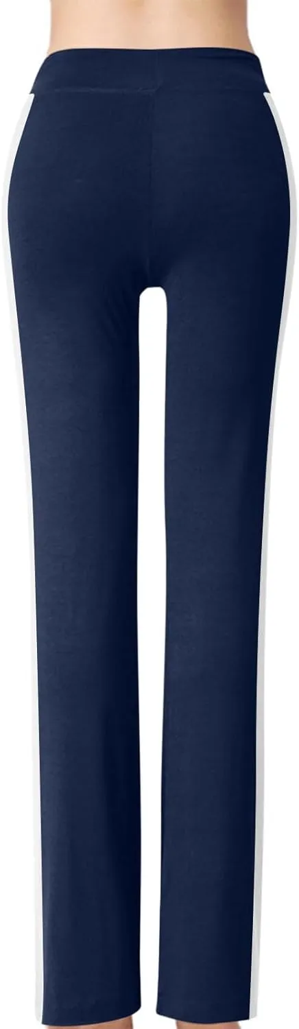 Women Wide Leg Yoga Pants Modal Cotton Soft Lounge Trousers Colorblock Side Striped Sweatpants Workout Leggings