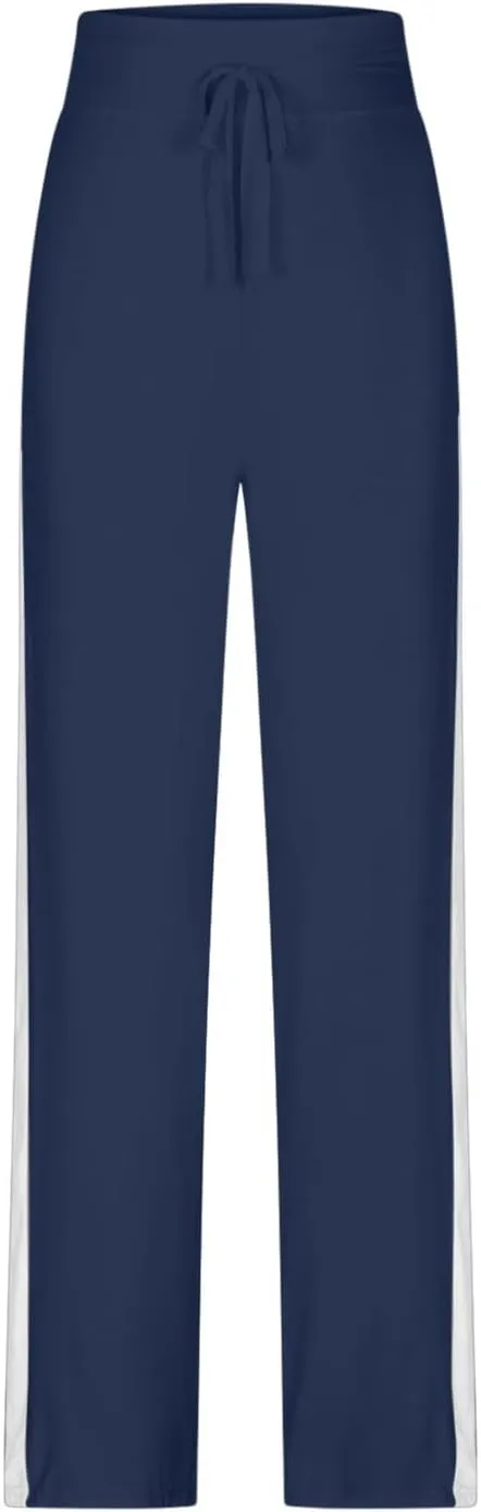 Women Wide Leg Yoga Pants Modal Cotton Soft Lounge Trousers Colorblock Side Striped Sweatpants Workout Leggings