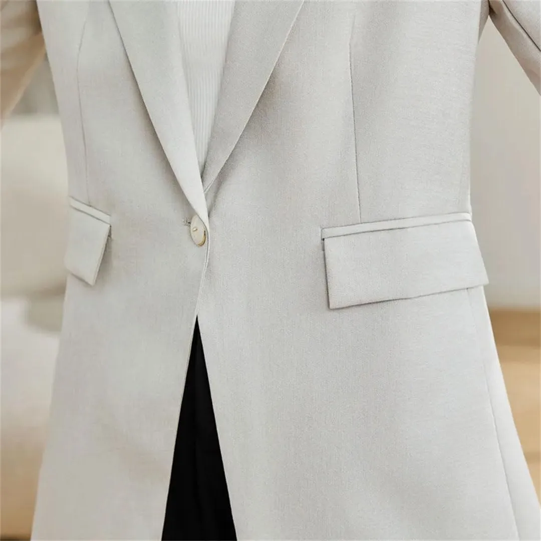 Women's Blazer Spring Summer Professional Slim Half Sleeve Suit Jacket Office Ladies Work Coat