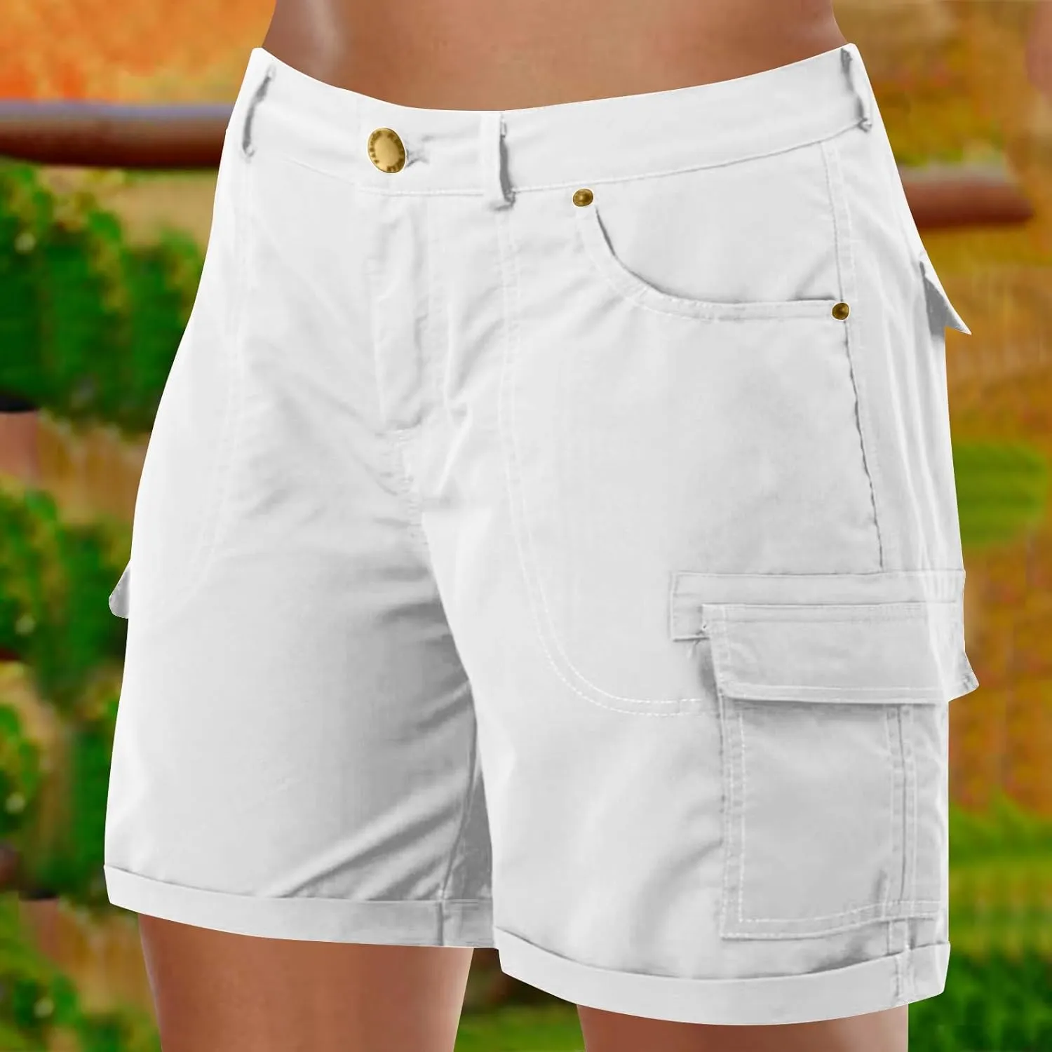 Women's Cargo Shorts 2025 Casual Summer High Waisted Hiking Shorts with Pockets Pull On Comfy Outdoor Outfits Trendy