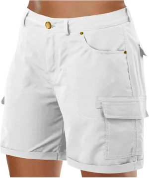 Women's Cargo Shorts 2025 Casual Summer High Waisted Hiking Shorts with Pockets Pull On Comfy Outdoor Outfits Trendy