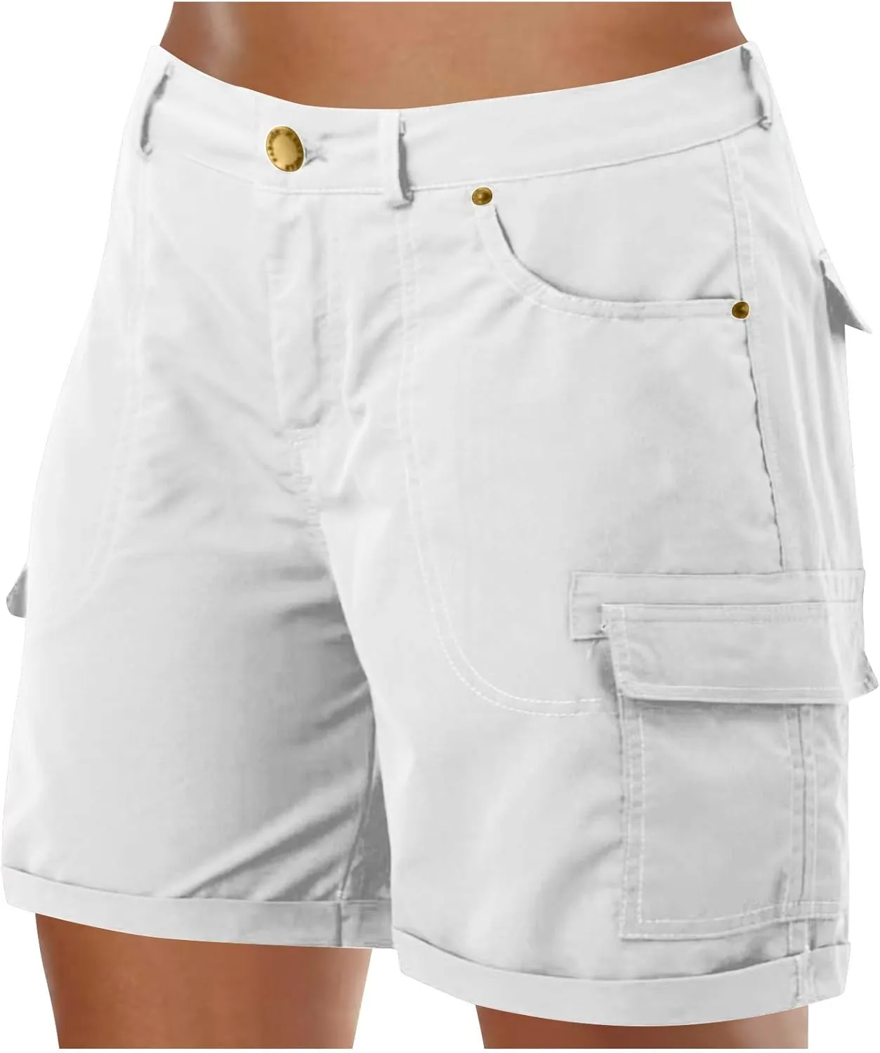 Women's Cargo Shorts 2025 Casual Summer High Waisted Hiking Shorts with Pockets Pull On Comfy Outdoor Outfits Trendy