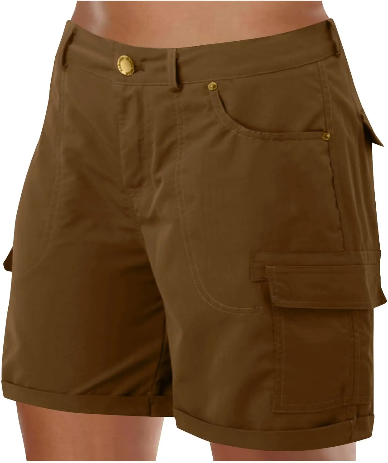 Women's Cargo Shorts 2025 Casual Summer High Waisted Hiking Shorts with Pockets Pull On Comfy Outdoor Outfits Trendy