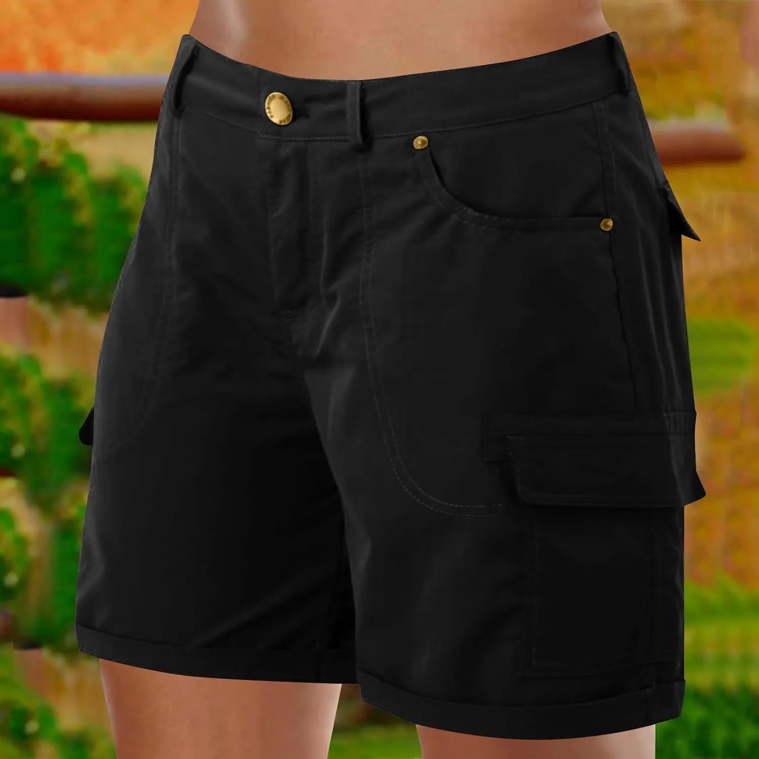 Women's Cargo Shorts 2025 Casual Summer High Waisted Hiking Shorts with Pockets Pull On Comfy Outdoor Outfits Trendy