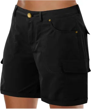 Women's Cargo Shorts 2025 Casual Summer High Waisted Hiking Shorts with Pockets Pull On Comfy Outdoor Outfits Trendy