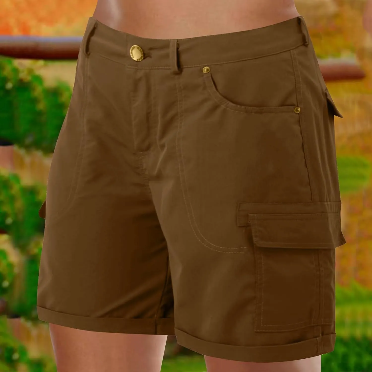 Women's Cargo Shorts 2025 Casual Summer High Waisted Hiking Shorts with Pockets Pull On Comfy Outdoor Outfits Trendy