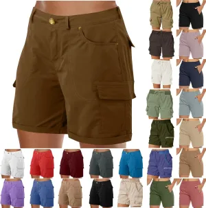 Women's Cargo Shorts 2025 Casual Summer High Waisted Hiking Shorts with Pockets Pull On Comfy Outdoor Outfits Trendy