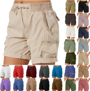 Women's Cargo Shorts 2025 Casual Summer High Waisted Hiking Shorts with Pockets Pull On Comfy Outdoor Outfits Trendy