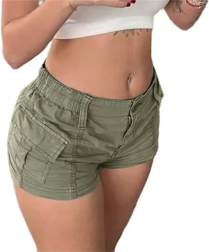Womens Cargo Shorts Elastic Shorts Y2k E-Girl Slim Fit Cargo Shorts for Harajuku Streetwear