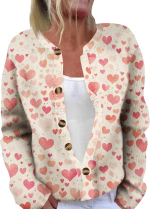 Womens Chunky Cardigan Cable Knit Sweaters for Women 2025 Trendy Love Heart Y2K Knitted Outerwear