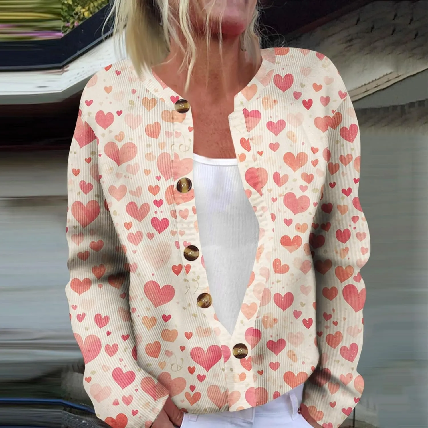 Womens Chunky Cardigan Cable Knit Sweaters for Women 2025 Trendy Love Heart Y2K Knitted Outerwear