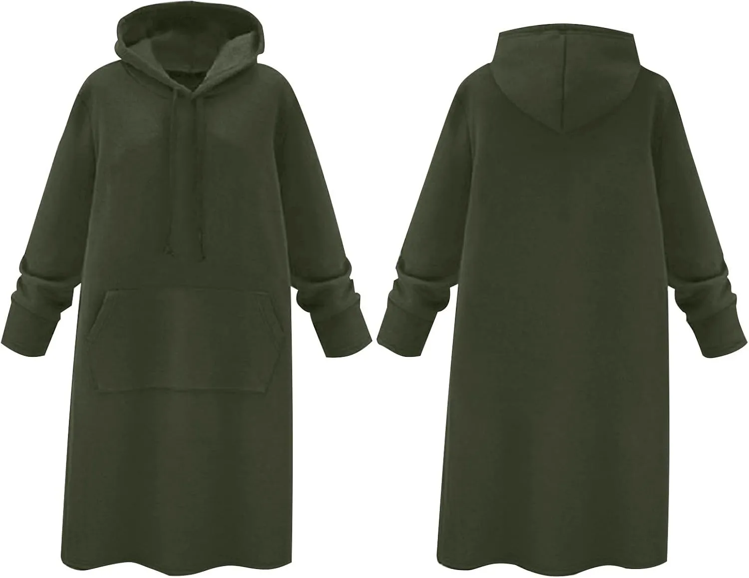 Womens Dresses Fall Winter 2024 Casual Long Sleeve Drawstring Hoodies Sweatshirt Pullover Tunic Mini Dress