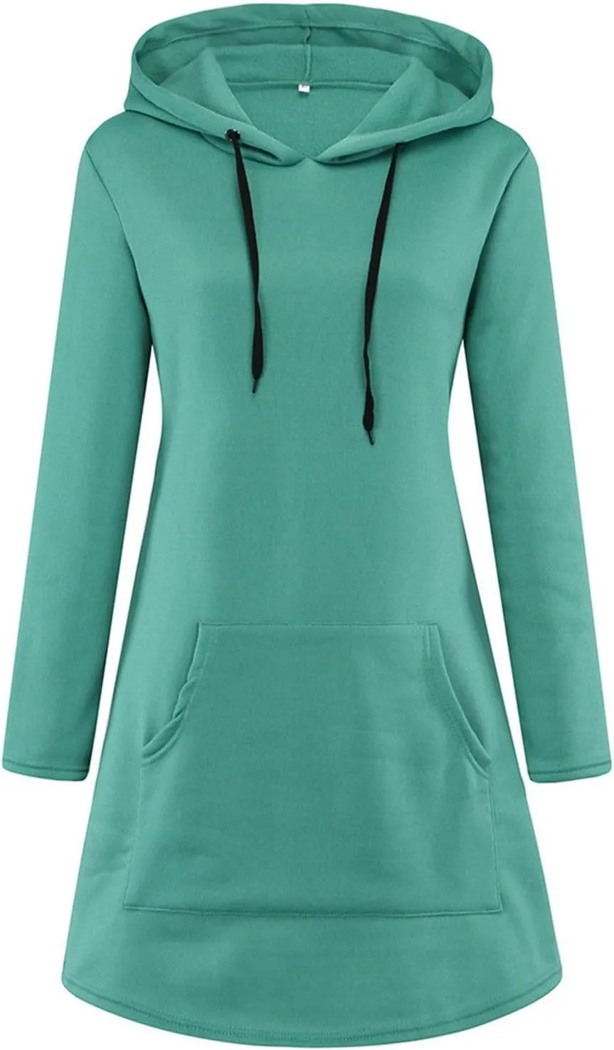 Womens Dresses Fall Winter 2024 Casual Long Sleeve Drawstring Hoodies Sweatshirt Pullover Tunic Mini Dress