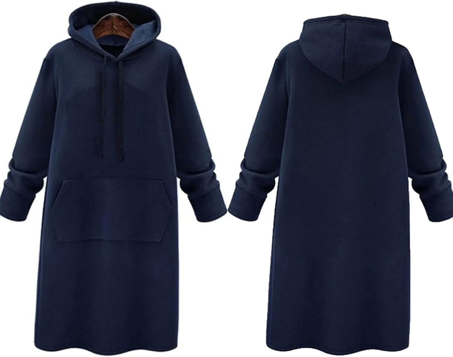 Womens Dresses Fall Winter 2024 Casual Long Sleeve Drawstring Hoodies Sweatshirt Pullover Tunic Mini Dress
