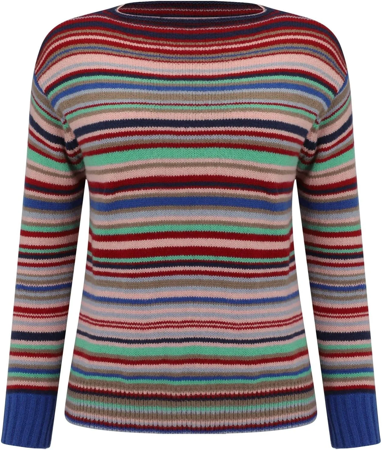 Women's Fair Isle Knitted Sweater Vintage Long Sleeve Boat Neck Retro Lightweight Pullover Plain Fashion Lounge Tops