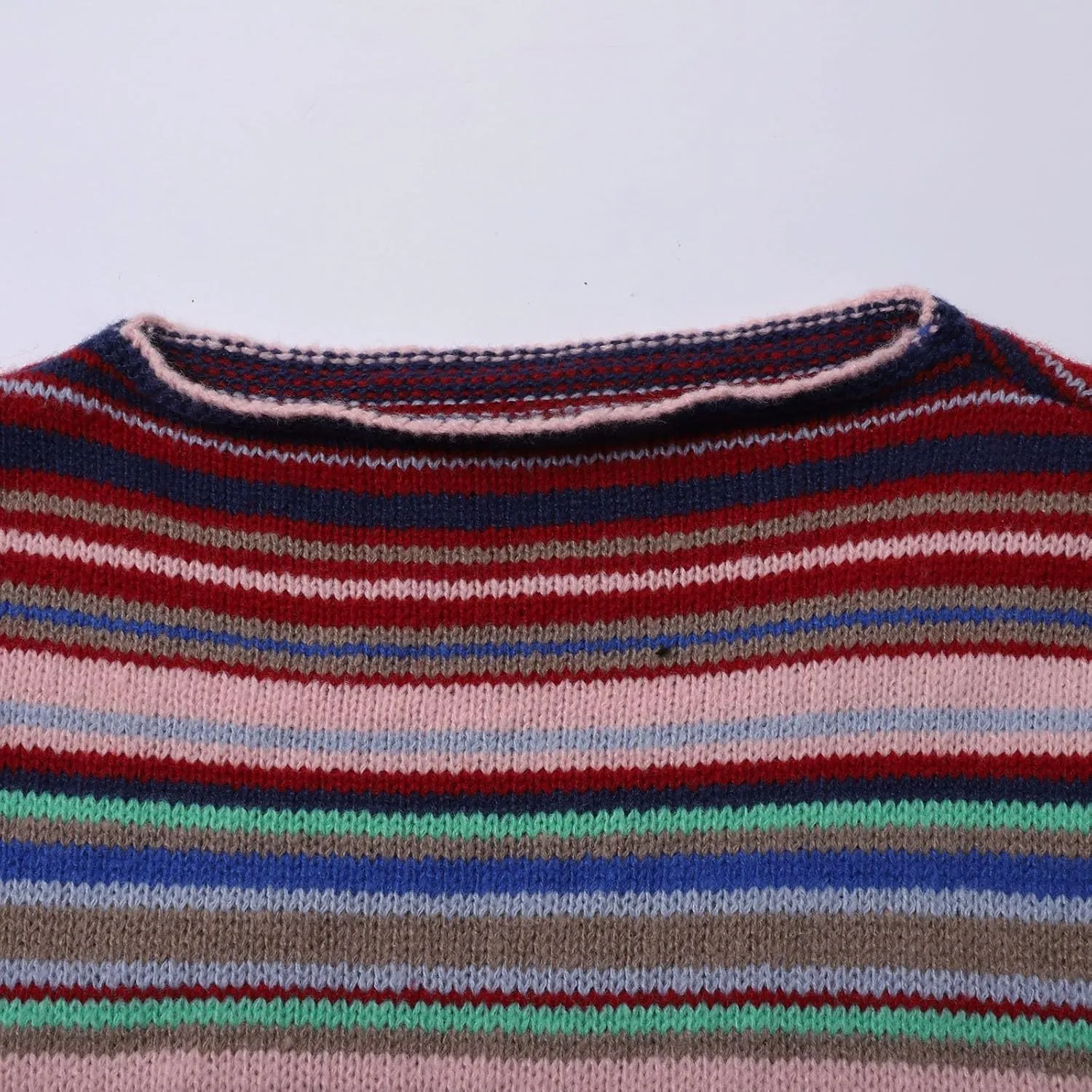 Women's Fair Isle Knitted Sweater Vintage Long Sleeve Boat Neck Retro Lightweight Pullover Plain Fashion Lounge Tops