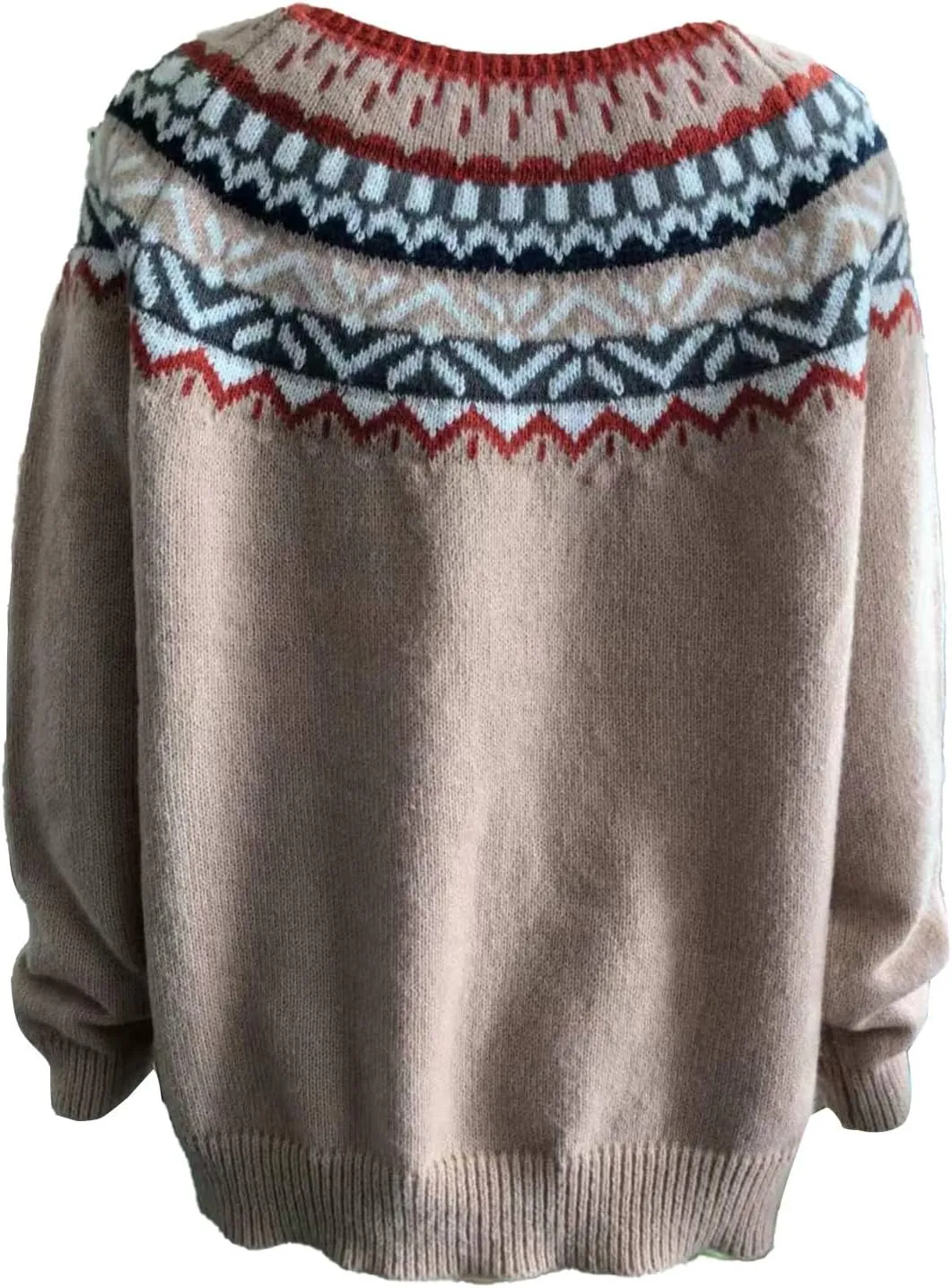 Women's Fair Isle Sweater Classic Retro Sweaters Long Sleeve Crewneck Lightweight Vintage Knitted Pullover Tops