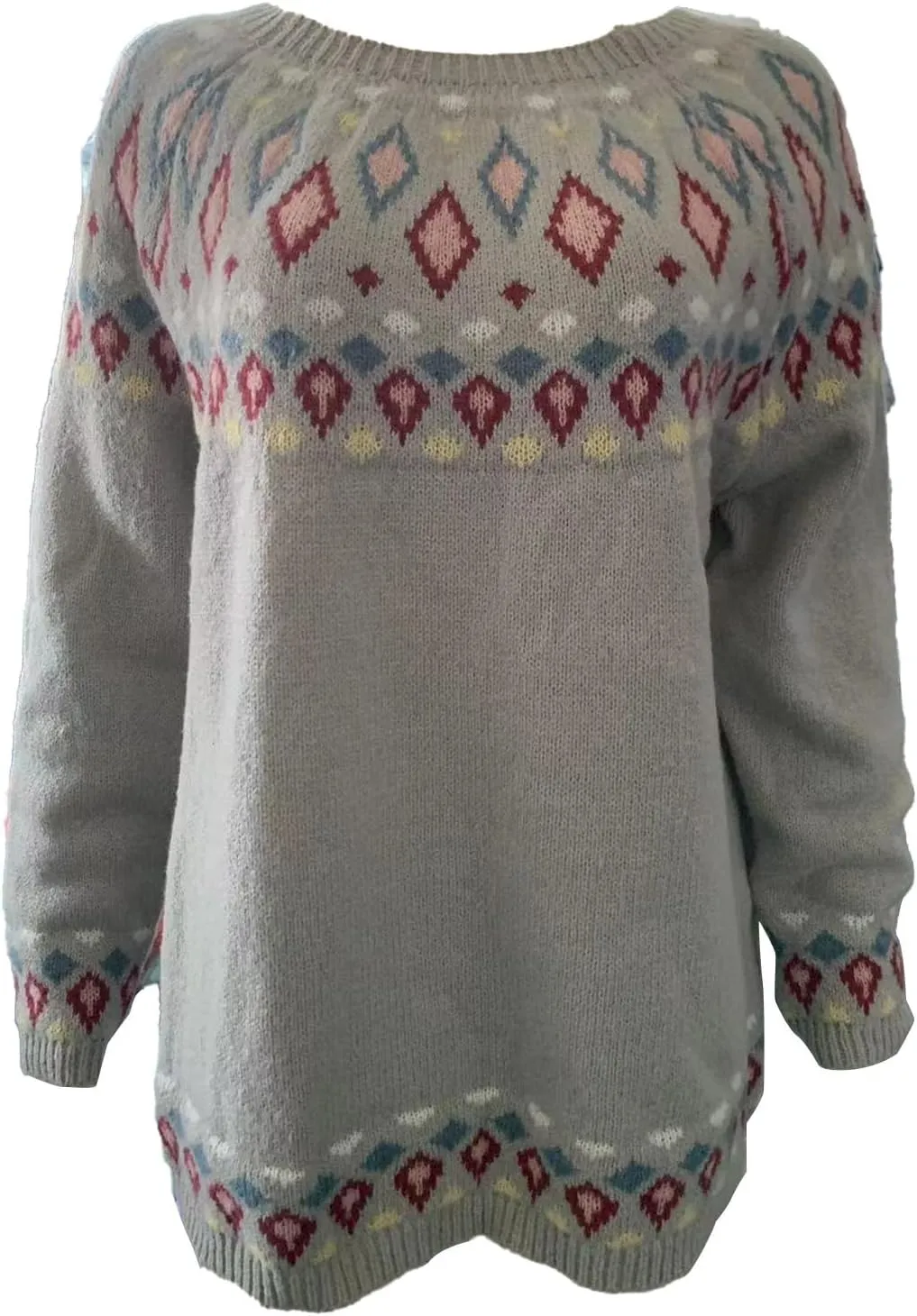 Women's Fair Isle Sweater Classic Retro Sweaters Long Sleeve Crewneck Lightweight Vintage Knitted Pullover Tops