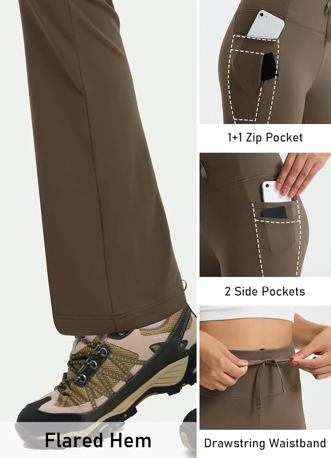 Women's Fleece Lined Pants Straight Leg Thermal Sweatpants Water Resistant Hiking Yoga Dress Pants Flare Leggings