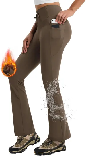 Women's Fleece Lined Pants Straight Leg Thermal Sweatpants Water Resistant Hiking Yoga Dress Pants Flare Leggings