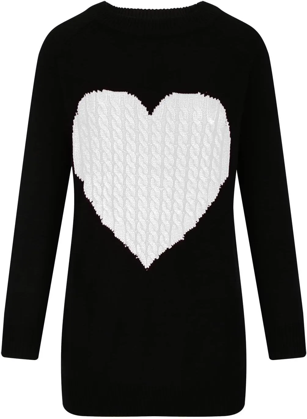 Women's Heart Embroidered Sweaters Fall Fashion Casual Crewneck Retro Knitting Long Sleeve Pullover Sweater