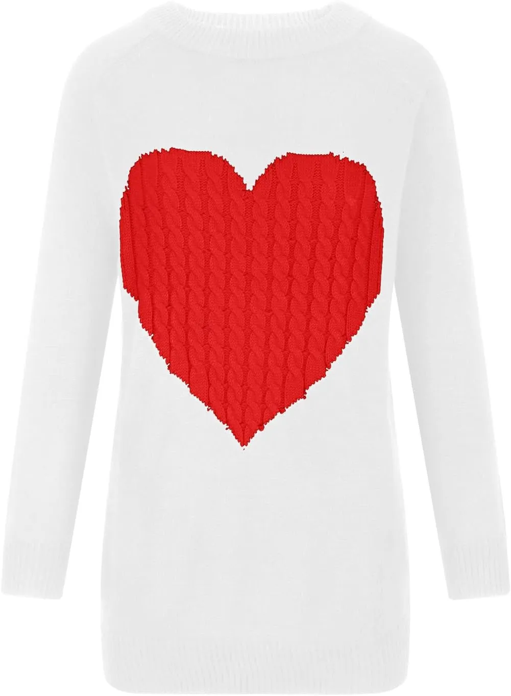 Women's Heart Embroidered Sweaters Fall Fashion Casual Crewneck Retro Knitting Long Sleeve Pullover Sweater