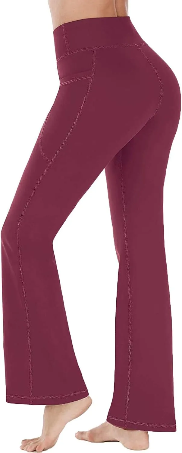 Women's High Waist Bootcut Yoga Pants Sports Running Yoga Athletic Pants Fashion Soft Yoga Pants with Pockets for